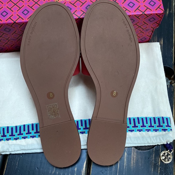Tory Burch Everly Slides in Red with Gold Logo - Picture 6 of 10